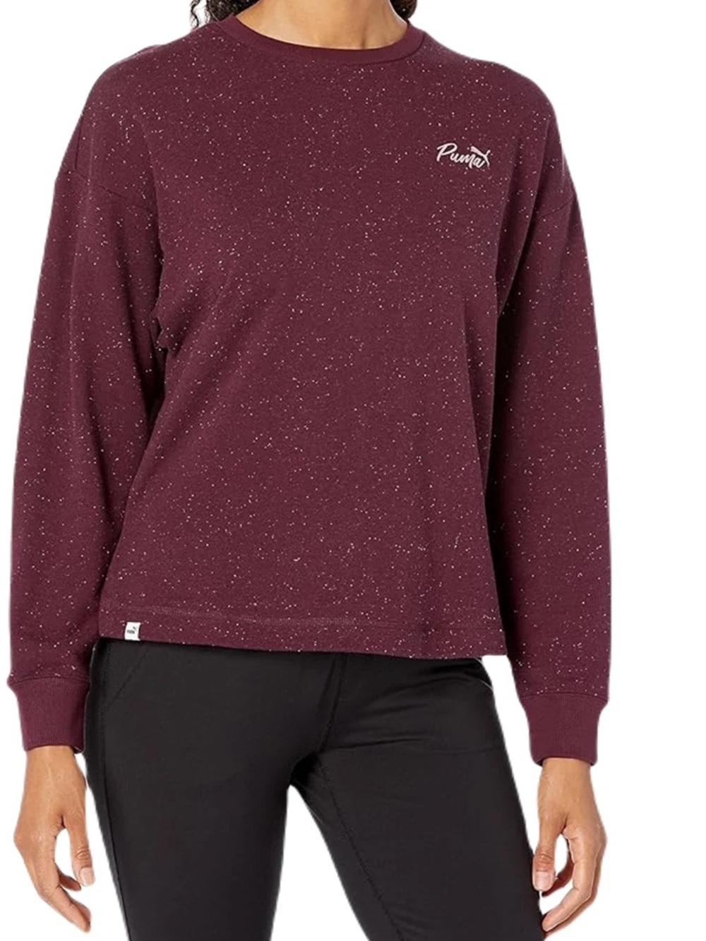 Puma Women's Live in Crewneck Dark Jasper Nep Long Sleeve Sweatshirt Size S